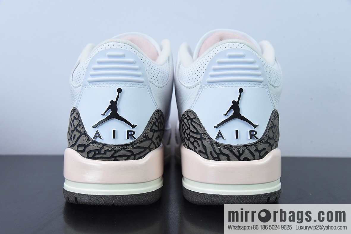 L00H6 pure original Air Jordan 3 Retro aj3 white brown powder, Sakura Unisex same sneakers CK9246-102