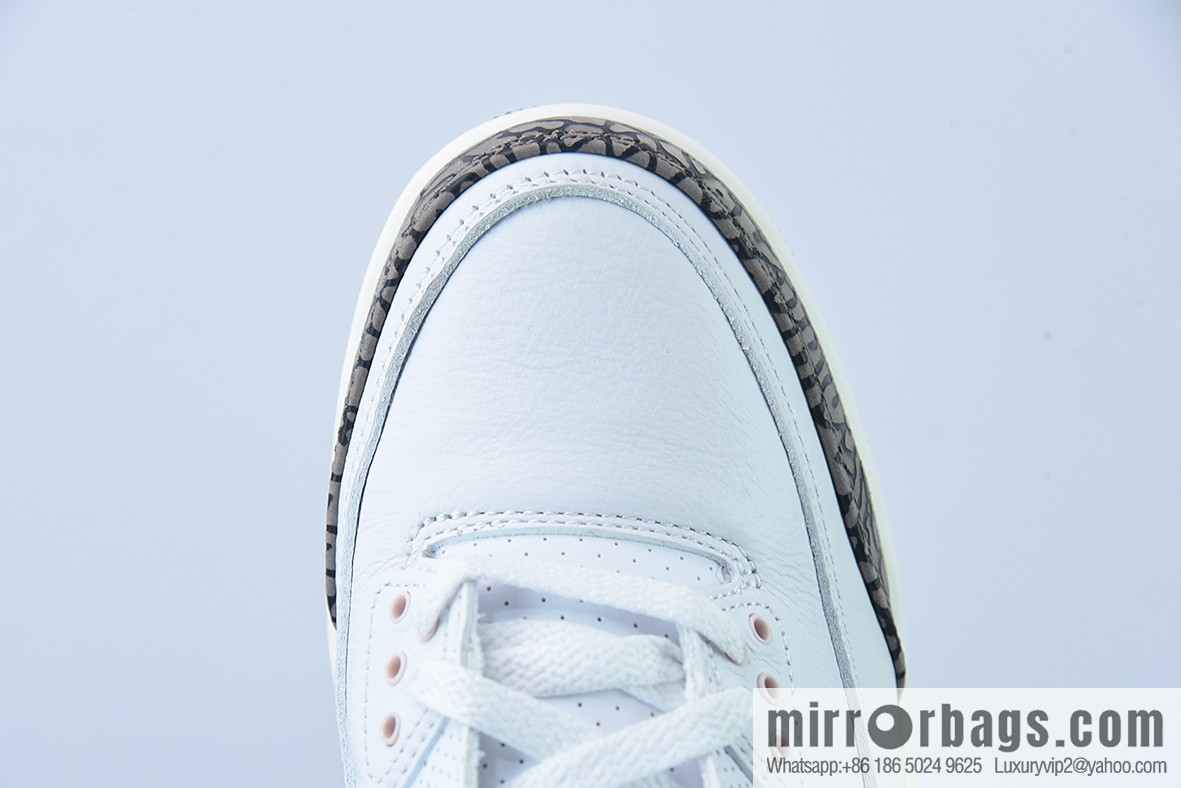 L00H6 pure original Air Jordan 3 Retro aj3 white brown powder, Sakura Unisex same sneakers CK9246-102