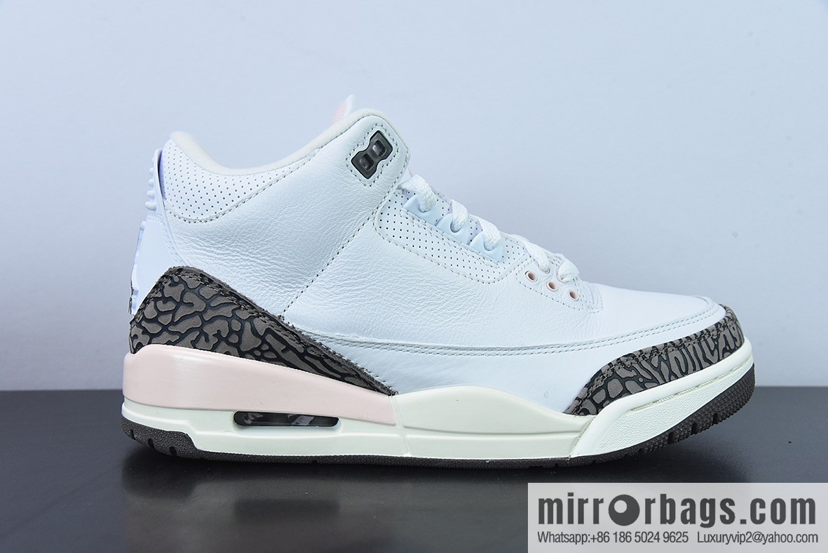 L00H6 pure original Air Jordan 3 Retro aj3 white brown powder, Sakura Unisex same sneakers CK9246-102