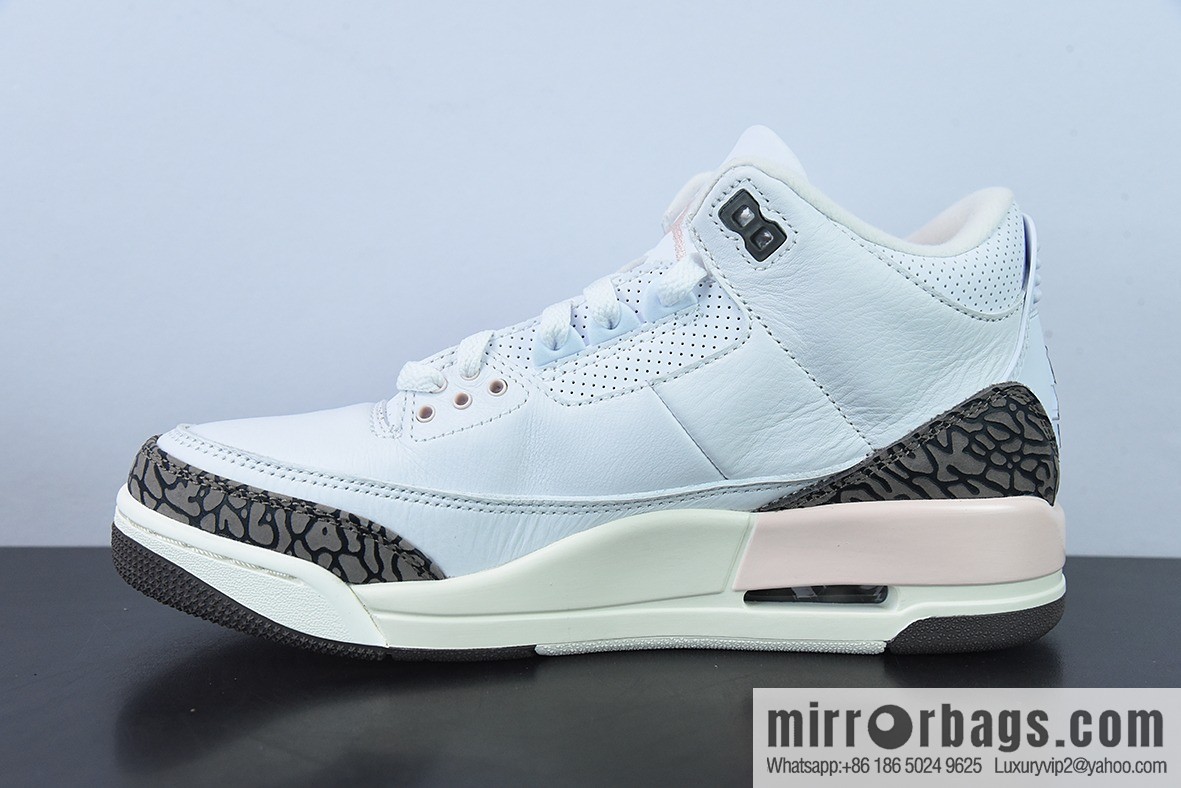 L00H6 pure original Air Jordan 3 Retro aj3 white brown powder, Sakura Unisex same sneakers CK9246-102