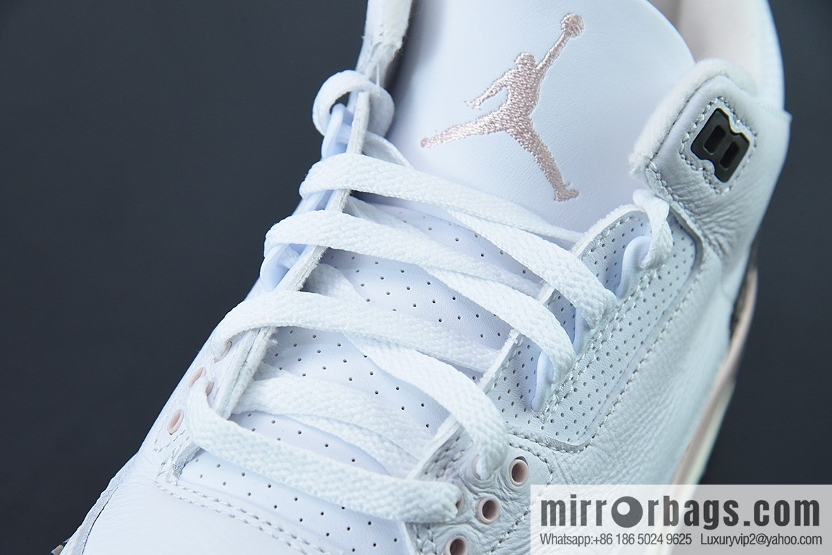 L00H6 pure original Air Jordan 3 Retro aj3 white brown powder, Sakura Unisex same sneakers CK9246-102