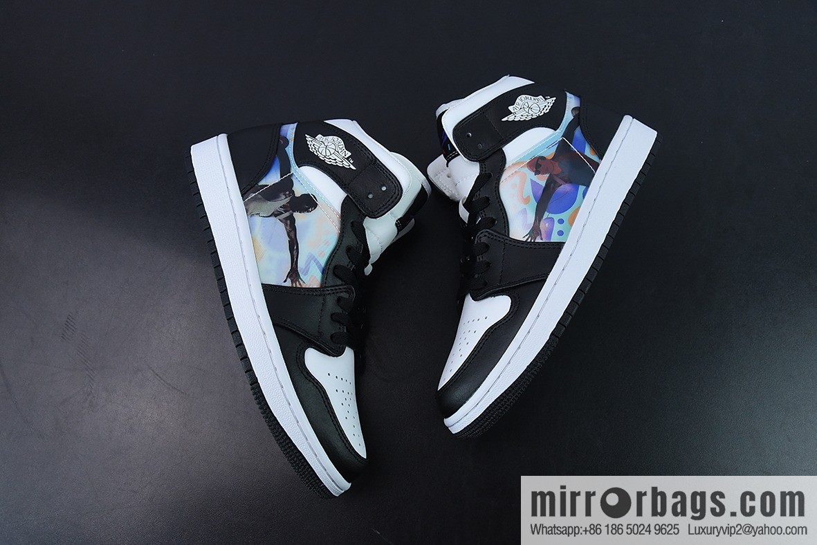 Air Jordan 1 Mid AJ1 Joe 1 naked eye 3D black and white, Zhongbang basketball shoes, item number: DR9495-001