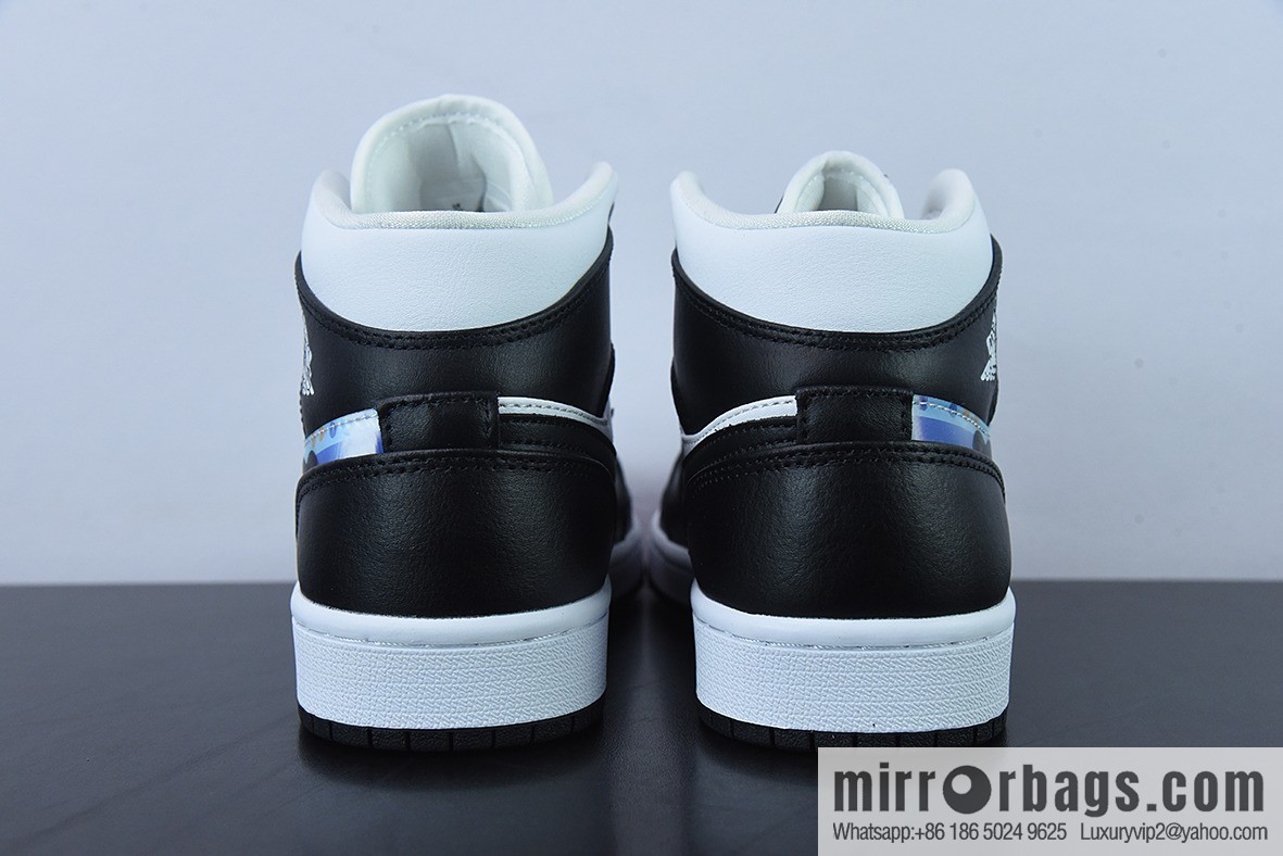 Air Jordan 1 Mid AJ1 Joe 1 naked eye 3D black and white, Zhongbang basketball shoes, item number: DR9495-001