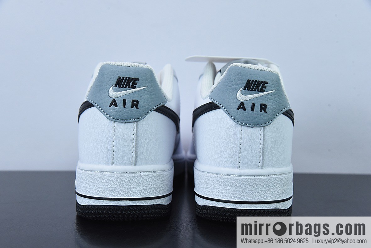 Nike Air Force 1 AF1 Air Force One/Low Top, White Black Grey Tail Embroidery Low Top Casual Board Shoes, Item Number: CT5531-100