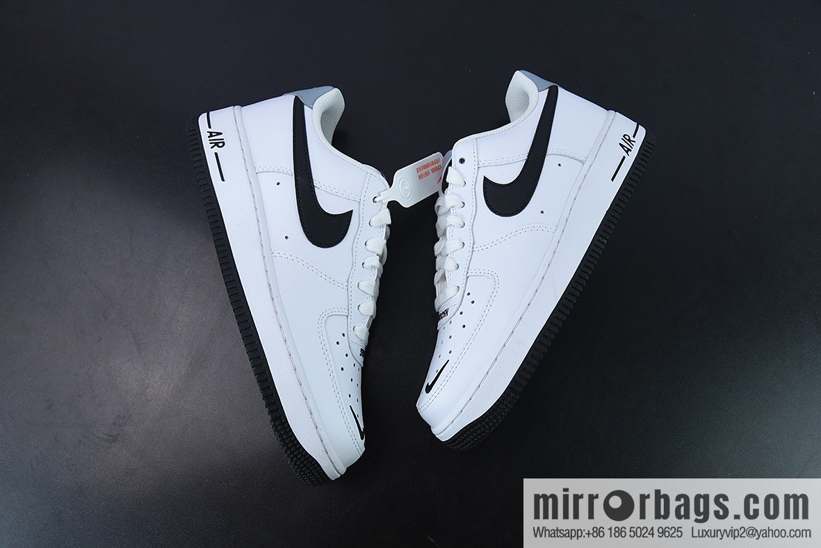 Nike Air Force 1 AF1 Air Force One/Low Top, White Black Grey Tail Embroidery Low Top Casual Board Shoes, Item Number: CT5531-100