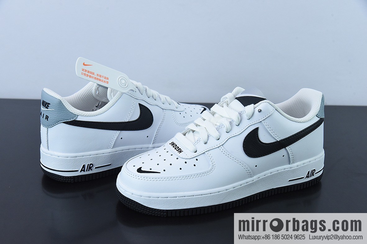 Nike Air Force 1 AF1 Air Force One/Low Top, White Black Grey Tail Embroidery Low Top Casual Board Shoes, Item Number: CT5531-100