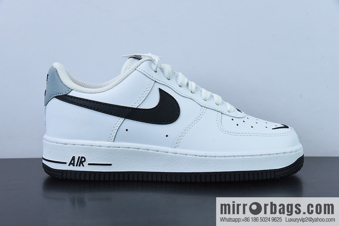 Nike Air Force 1 AF1 Air Force One/Low Top, White Black Grey Tail Embroidery Low Top Casual Board Shoes, Item Number: CT5531-100