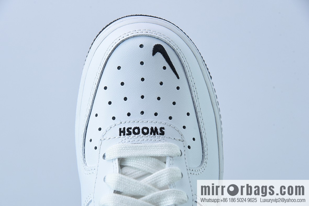Nike Air Force 1 AF1 Air Force One/Low Top, White Black Grey Tail Embroidery Low Top Casual Board Shoes, Item Number: CT5531-100