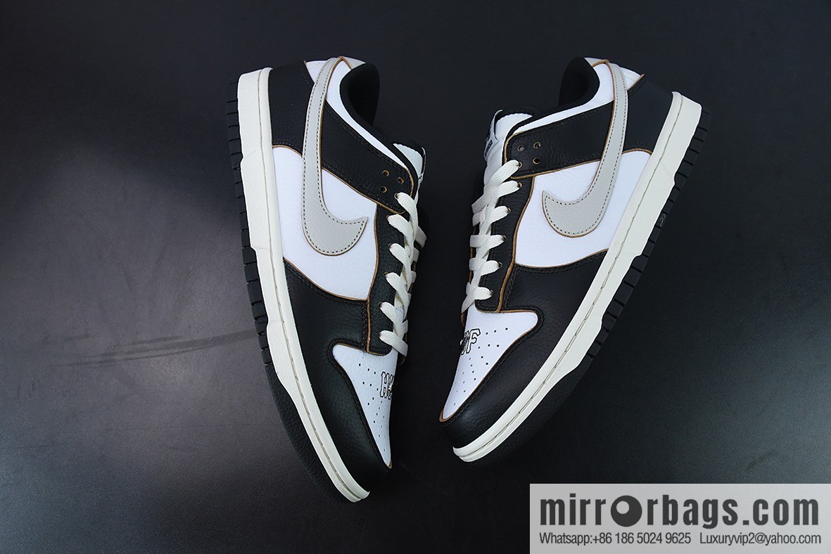 NK HUF x NK Dunk SB Low Top Sports Casual Board Shoes, Black and White, Scratch FD8775-001