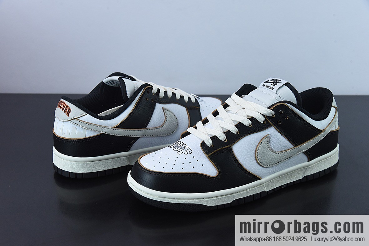 NK HUF x NK Dunk SB Low Top Sports Casual Board Shoes, Black and White, Scratch FD8775-001