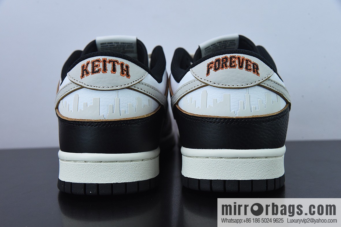 NK HUF x NK Dunk SB Low Top Sports Casual Board Shoes, Black and White, Scratch FD8775-001