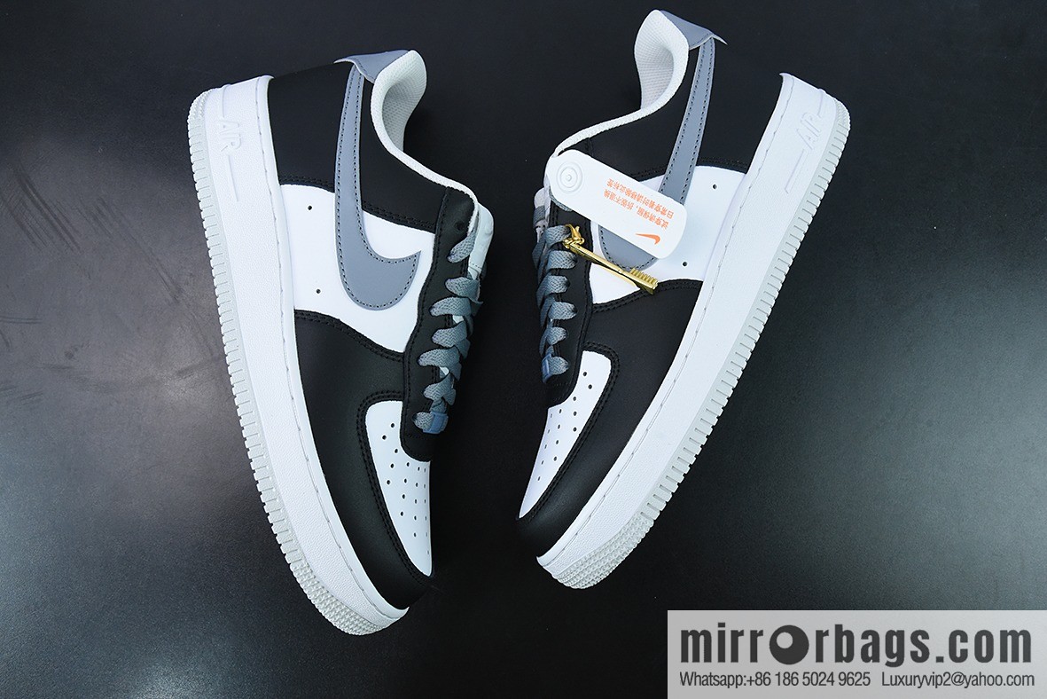 NK Air Force 1 Air Force One low-top sports and leisure board shoes black and white gray hook, item number FD9065-100