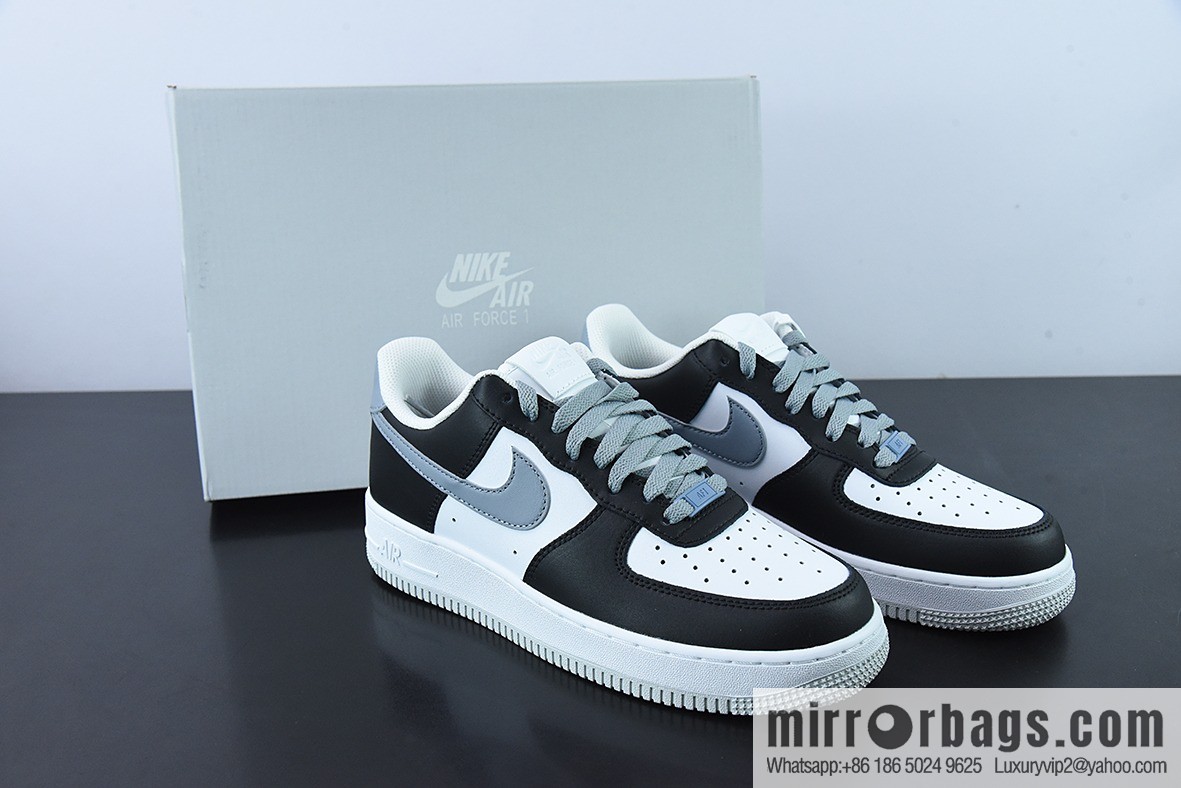 NK Air Force 1 Air Force One low-top sports and leisure board shoes black and white gray hook, item number FD9065-100