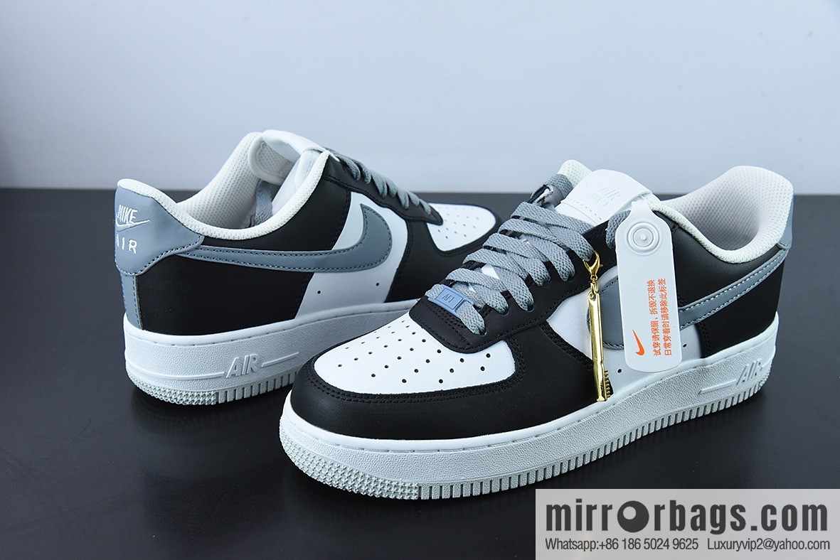 NK Air Force 1 Air Force One low-top sports and leisure board shoes black and white gray hook, item number FD9065-100