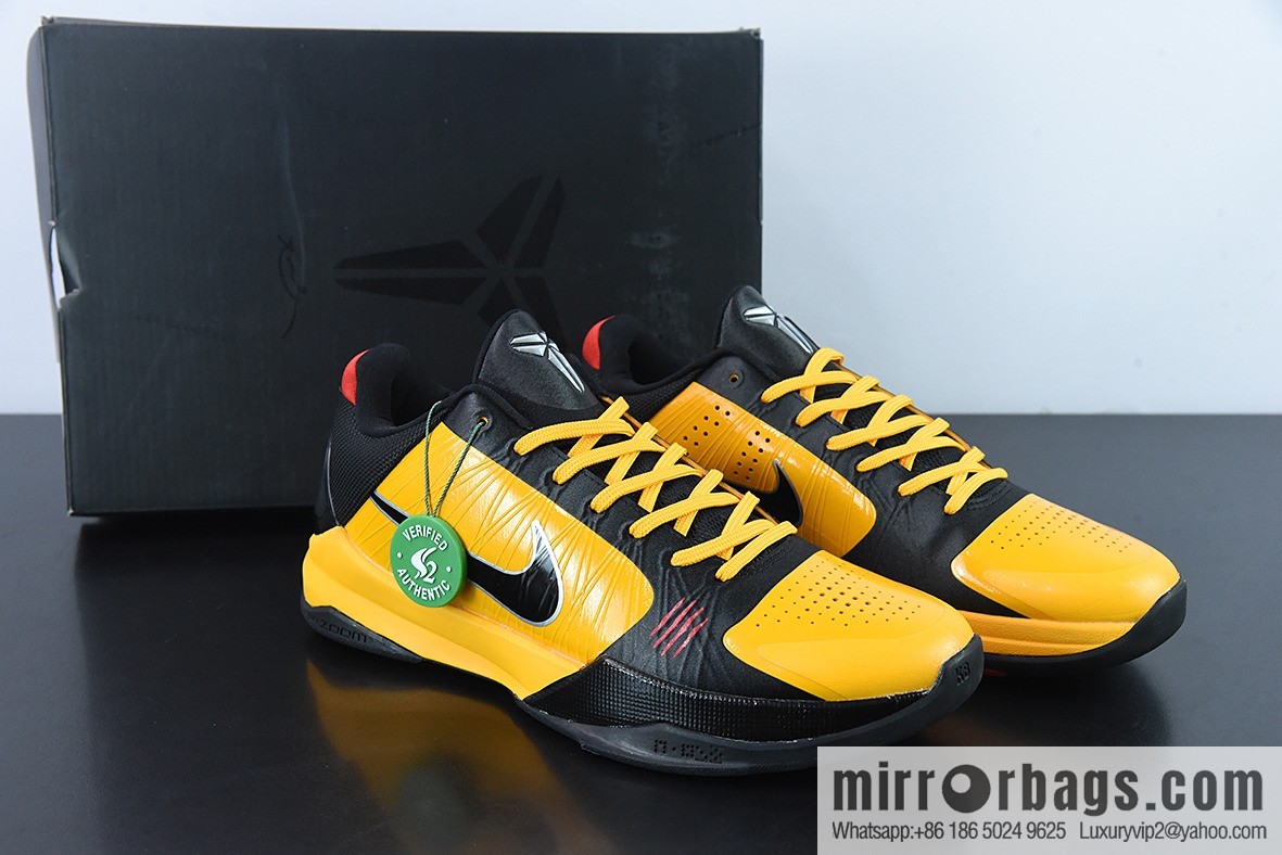 Nike Kobe 5 Bruce Lee Alt Black and Yellow Bruce Lee Men's Sports Shoes, Item Number: CD4991-101-700