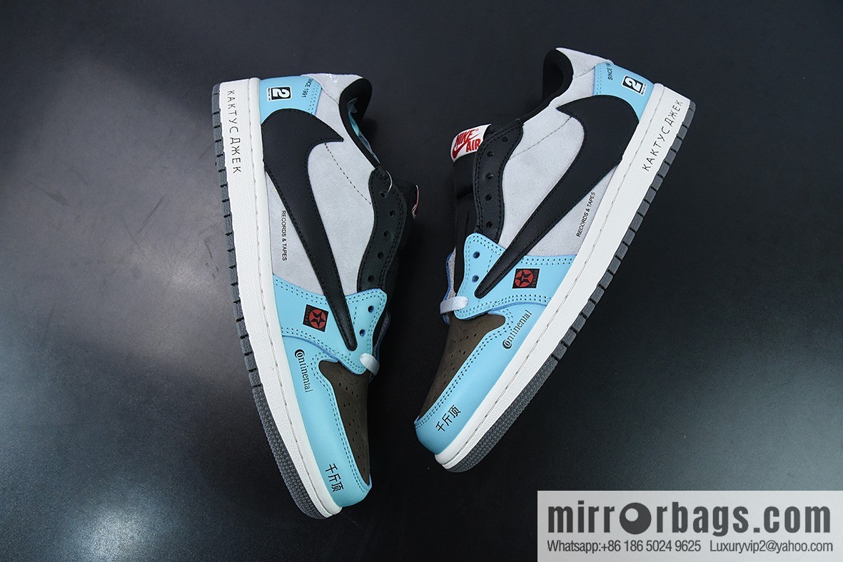 Travis Scott x Air Jordan 1 Low Grey Black Blue/Jack Barb Low Top, Item Number: DM7866-009