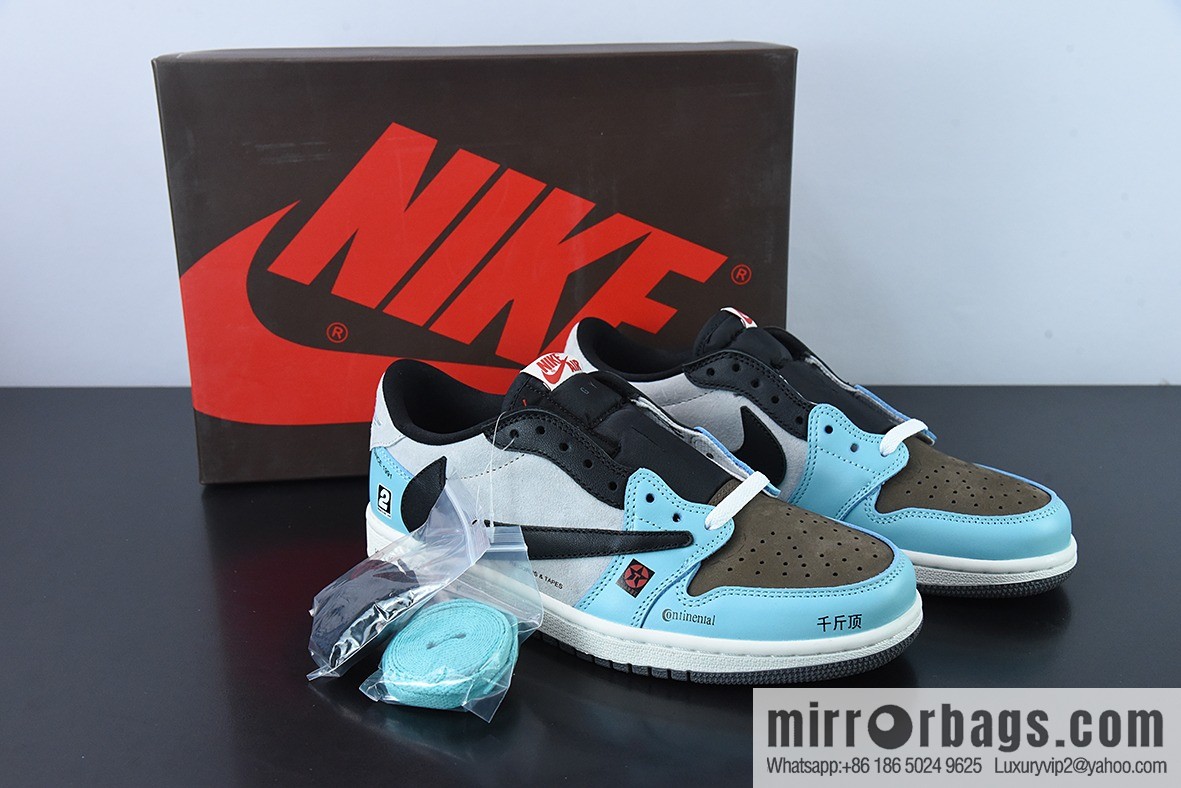 Travis Scott x Air Jordan 1 Low Grey Black Blue/Jack Barb Low Top, Item Number: DM7866-009