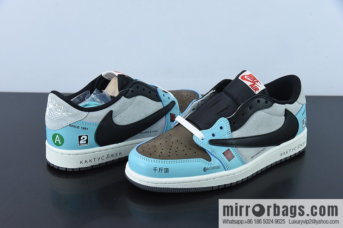 Travis Scott x Air Jordan 1 Low Grey Black Blue/Jack Barb Low Top, Item Number: DM7866-009