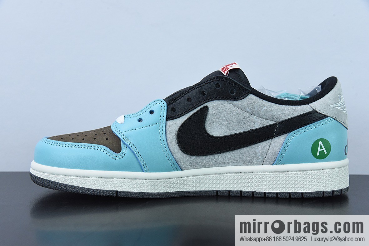 Travis Scott x Air Jordan 1 Low Grey Black Blue/Jack Barb Low Top, Item Number: DM7866-009