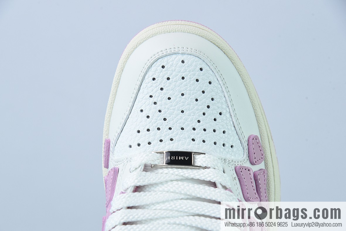 AMIRI Skel Top Hi Sneakers Skeleton Low Top Board Shoes, White Pink
