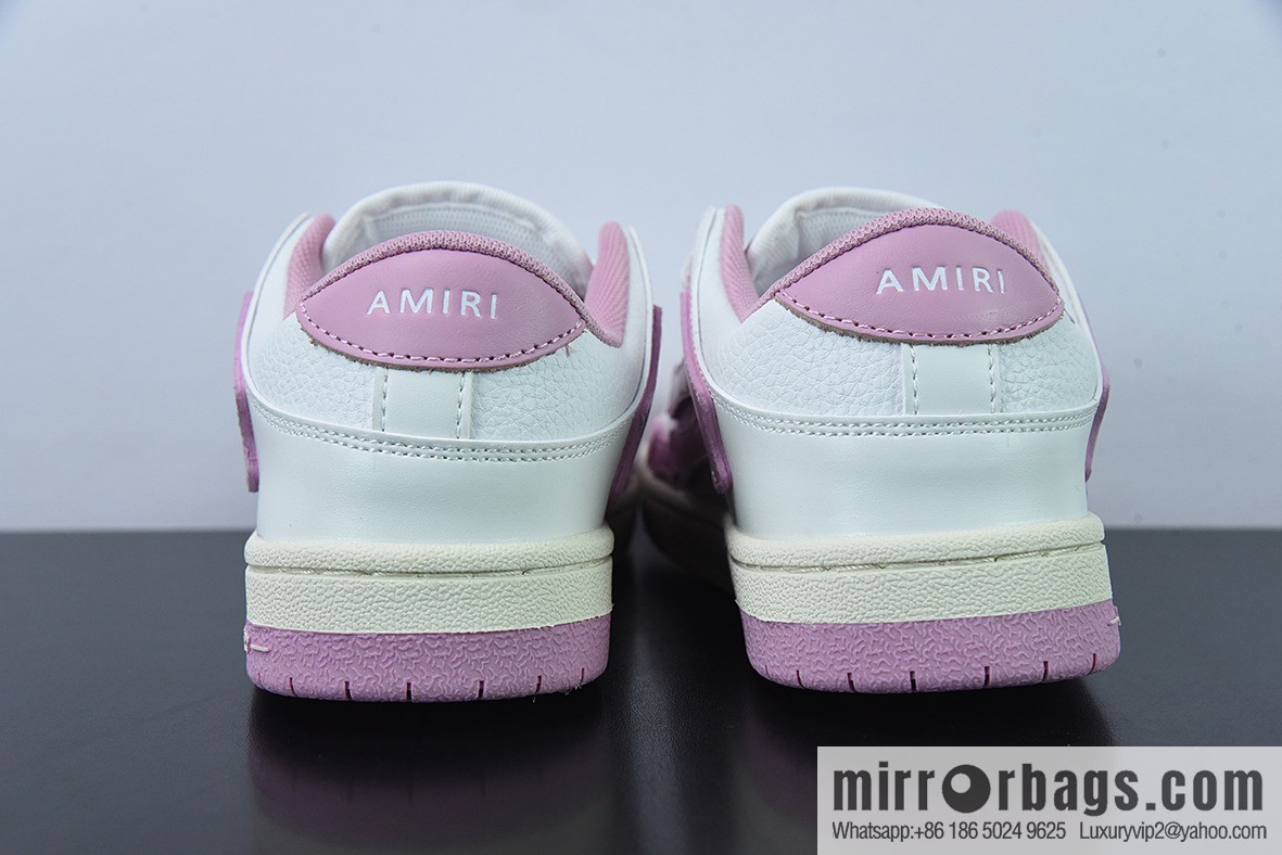 AMIRI Skel Top Hi Sneakers Skeleton Low Top Board Shoes, White Pink