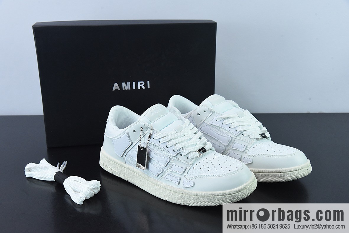 AMIRI Skel Top Hi Sneakers Skeleton Low Top Board Shoes, Pure White
