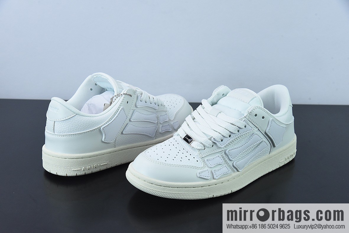 AMIRI Skel Top Hi Sneakers Skeleton Low Top Board Shoes, Pure White