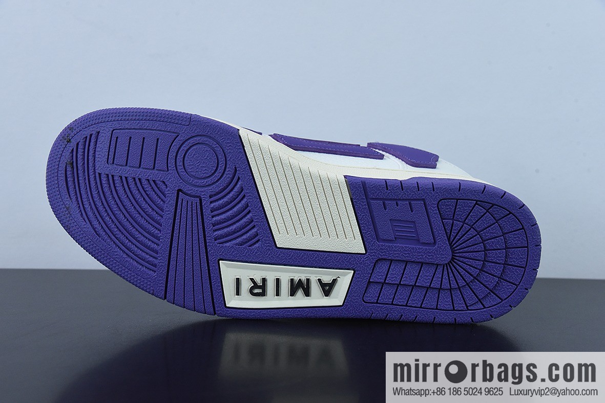AMIRI Skel Top Hi Sneakers Skeleton Low Top Board Shoes, White Purple