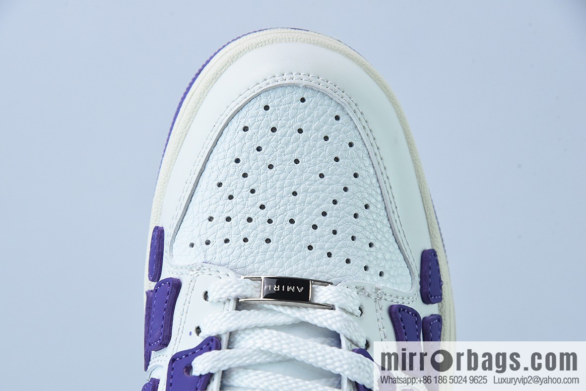 AMIRI Skel Top Hi Sneakers Skeleton Low Top Board Shoes, White Purple