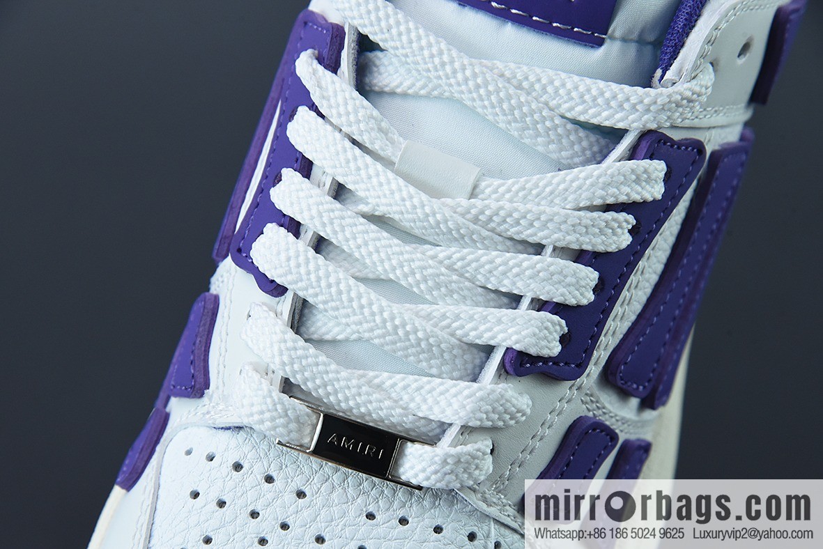 AMIRI Skel Top Hi Sneakers Skeleton Low Top Board Shoes, White Purple
