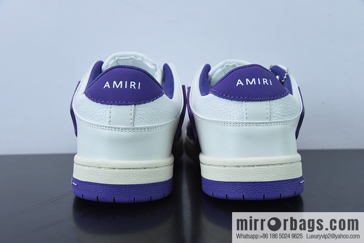 AMIRI Skel Top Hi Sneakers Skeleton Low Top Board Shoes, White Purple