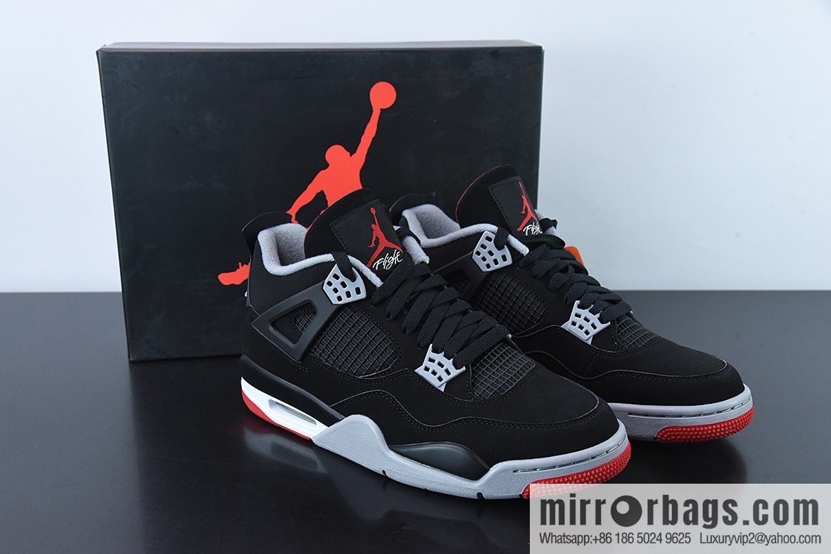Air Jordan 4 AJ4 Jordan 4th generation basketball shoes/black and red, bull low-top men's basketball shoes, size: 308497-060