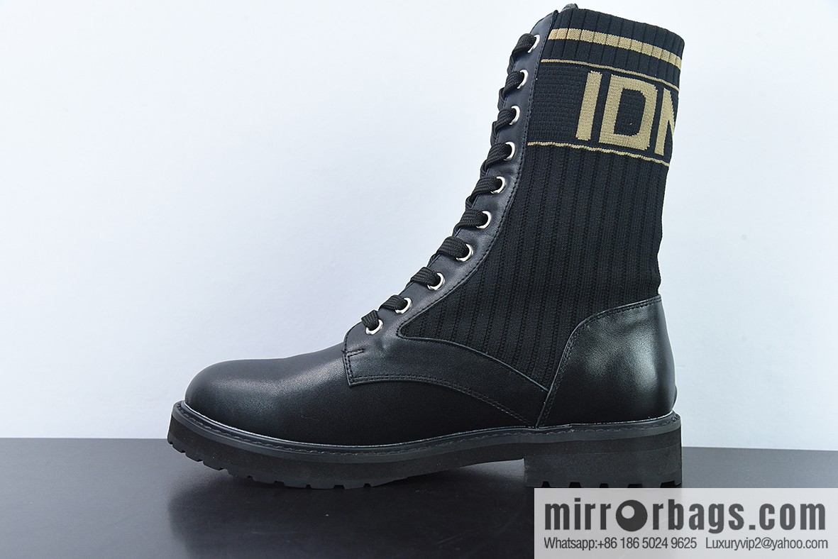 Fendi knit stretch martin boots