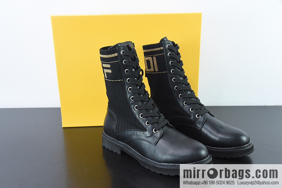 Fendi knit stretch martin boots