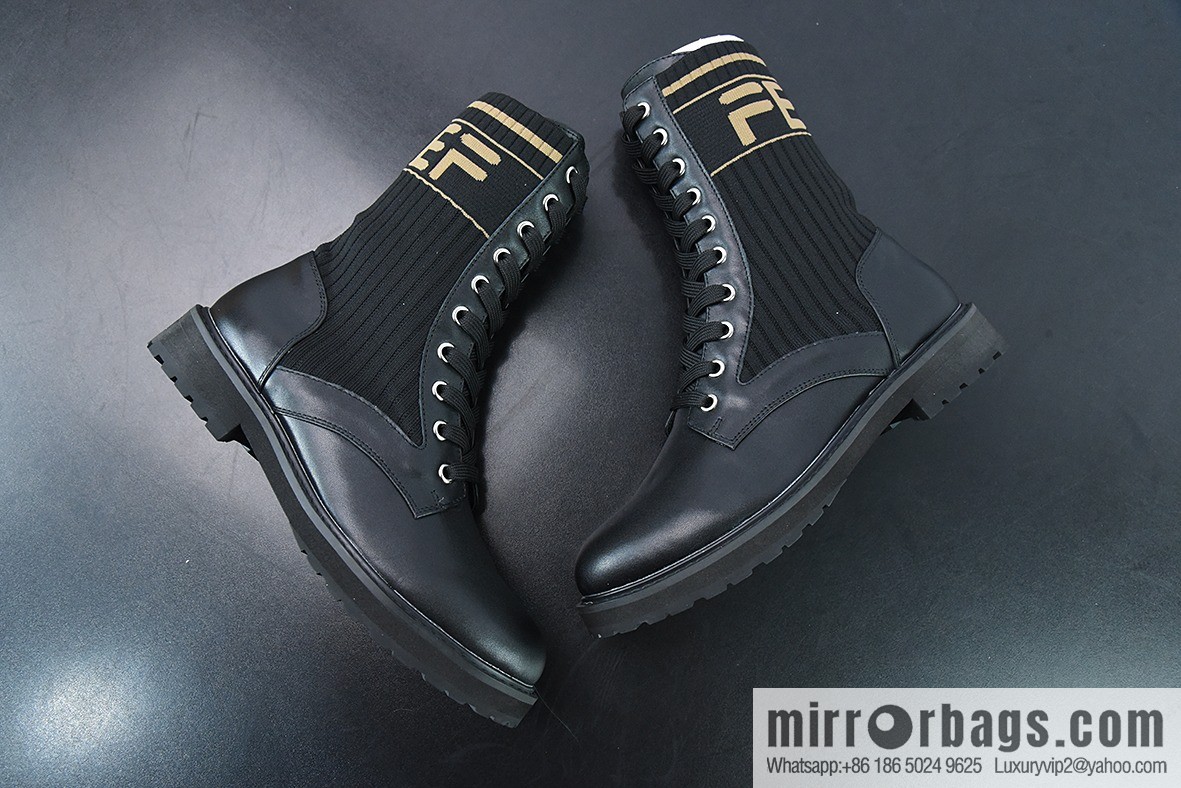 Fendi knit stretch martin boots