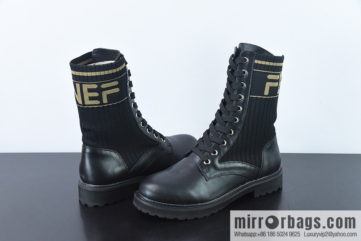 Fendi knit stretch martin boots