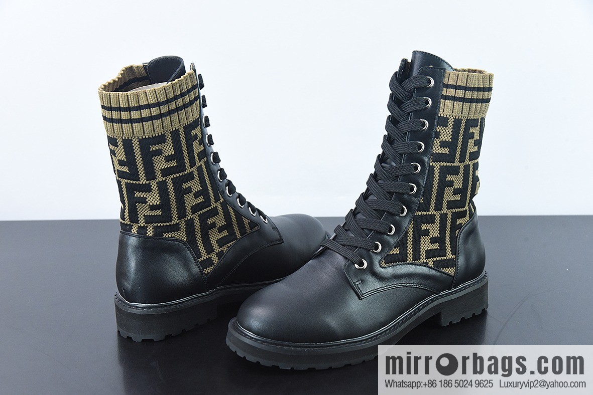 Fendi knit stretch martin boots