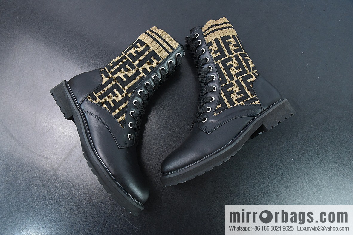 Fendi knit stretch martin boots