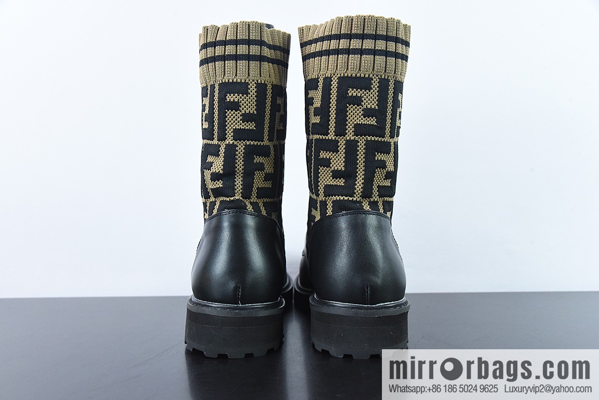 Fendi knit stretch martin boots