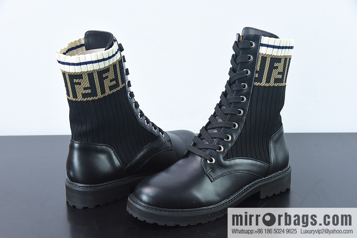 Fendi knit stretch martin boots