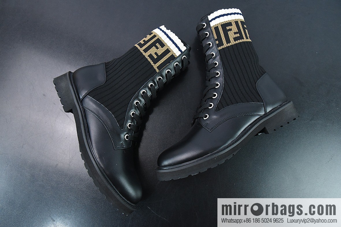 Fendi knit stretch martin boots