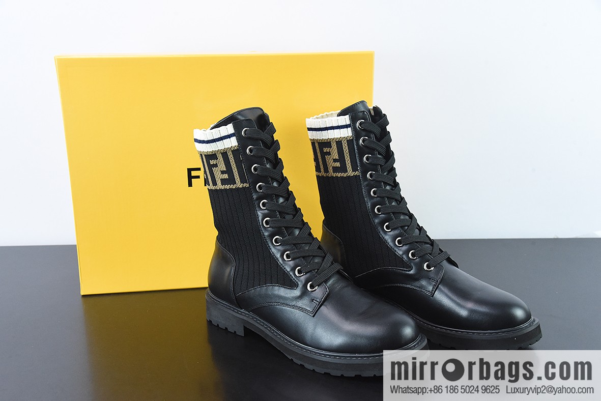 Fendi knit stretch martin boots