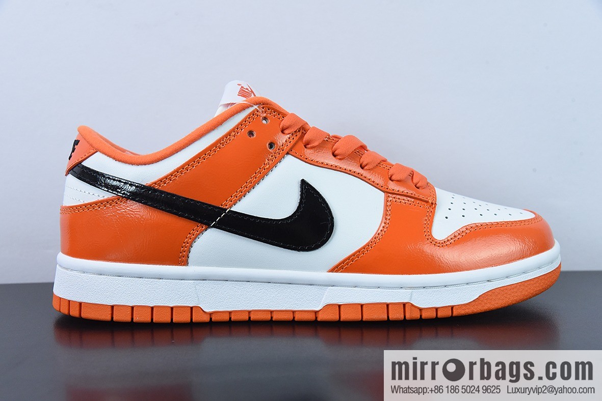 Nike SB Dunk Low patent leather pumpkin, white black orange Unisex sneakers of the same style, item number: DJ9955-800
