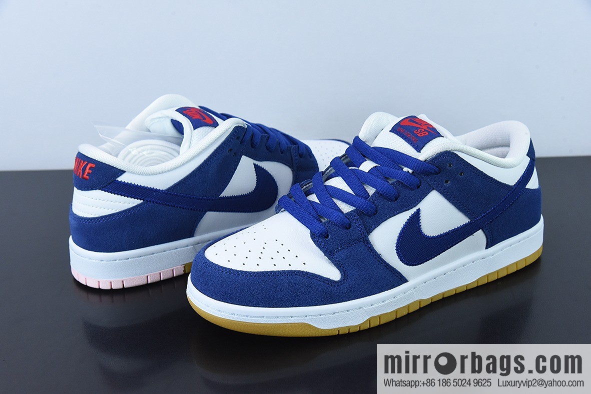 Nike SB Dunk Low PRO PRM white and blue, Los Angeles Dodge low-top men's sneakers, item number: DO9395 400