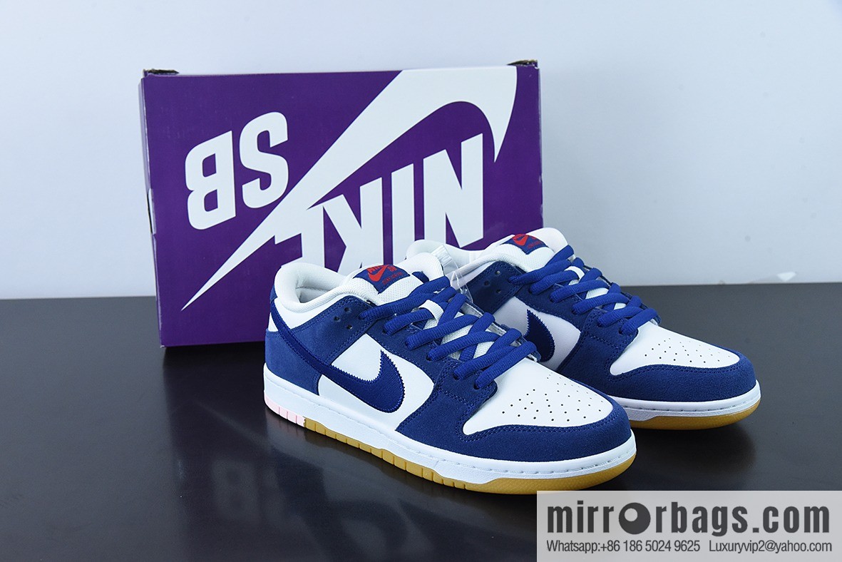 Nike SB Dunk Low PRO PRM white and blue, Los Angeles Dodge low-top men's sneakers, item number: DO9395 400