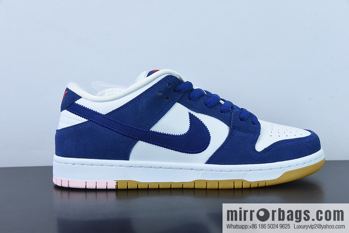 Nike SB Dunk Low PRO PRM white and blue, Los Angeles Dodge low-top men's sneakers, item number: DO9395 400