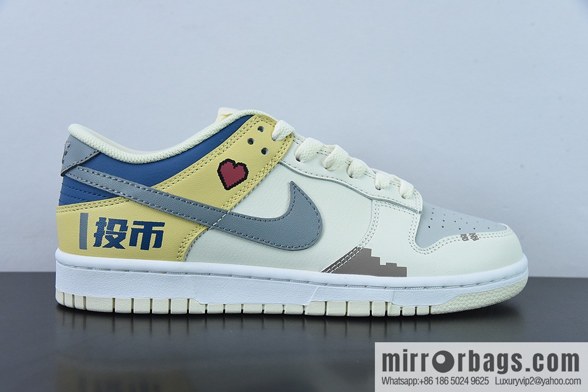 NK Dunk SB Low custom color scheme video game pixel By You exclusive custom personalized shoes, item number: DD1236-563