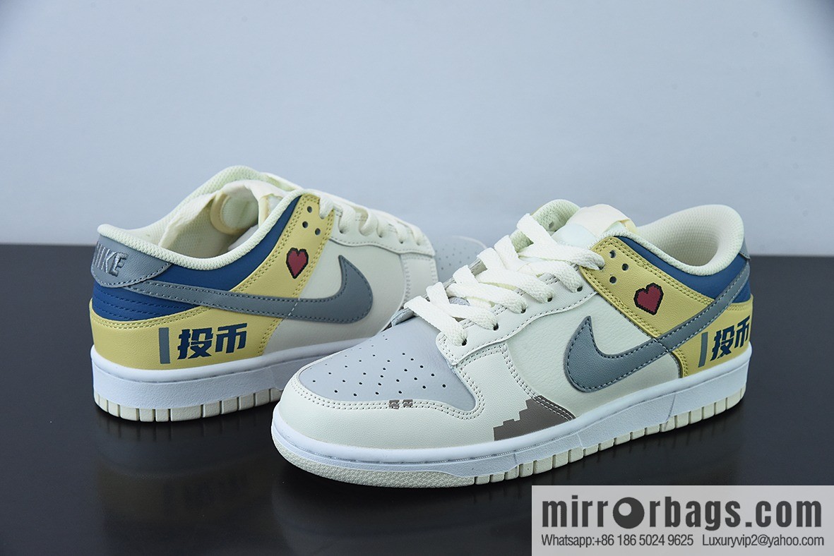 NK Dunk SB Low custom color scheme video game pixel By You exclusive custom personalized shoes, item number: DD1236-563
