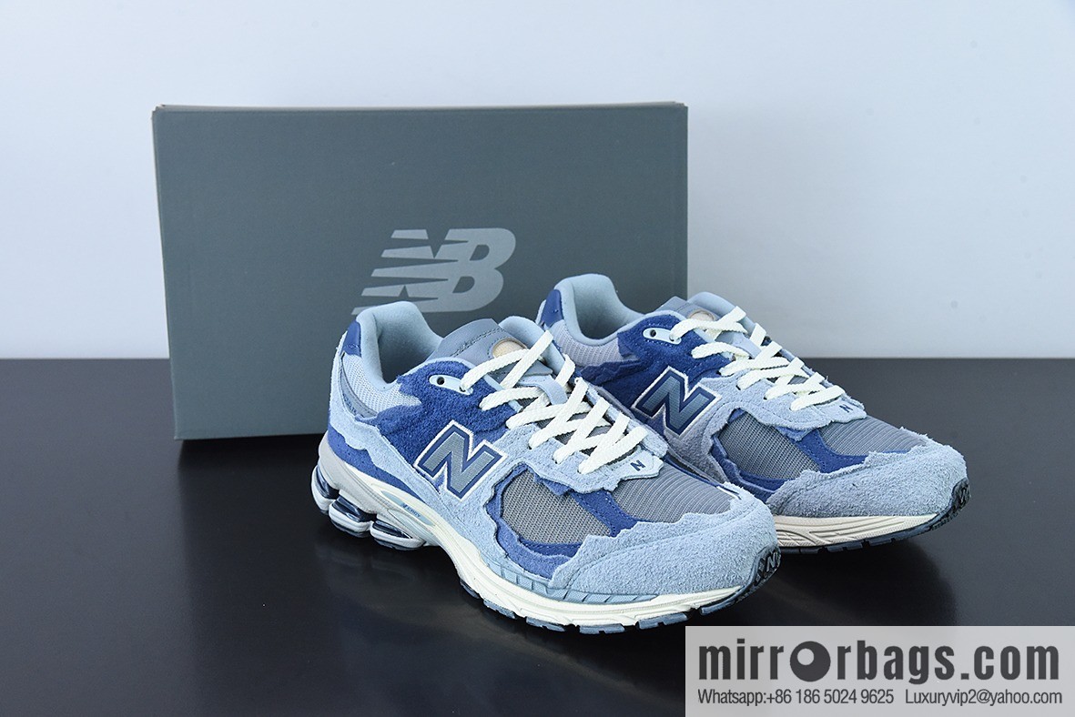 New Balance Patchwork Vintage Casual Running Shoes Men and Women Long Blue and White Blue M2002RDI Blue and White Blue