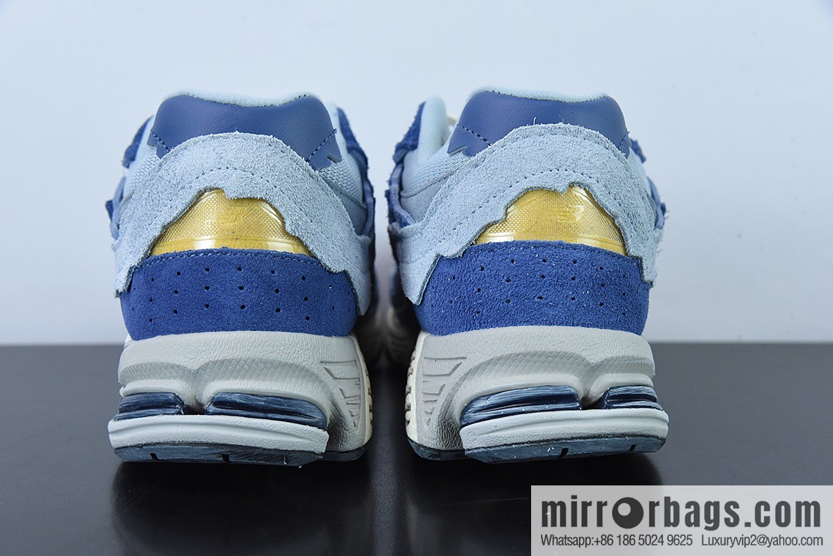 New Balance Patchwork Vintage Casual Running Shoes Men and Women Long Blue and White Blue M2002RDI Blue and White Blue